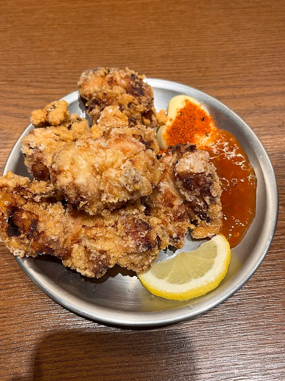 Karaage served with two dipping sauces