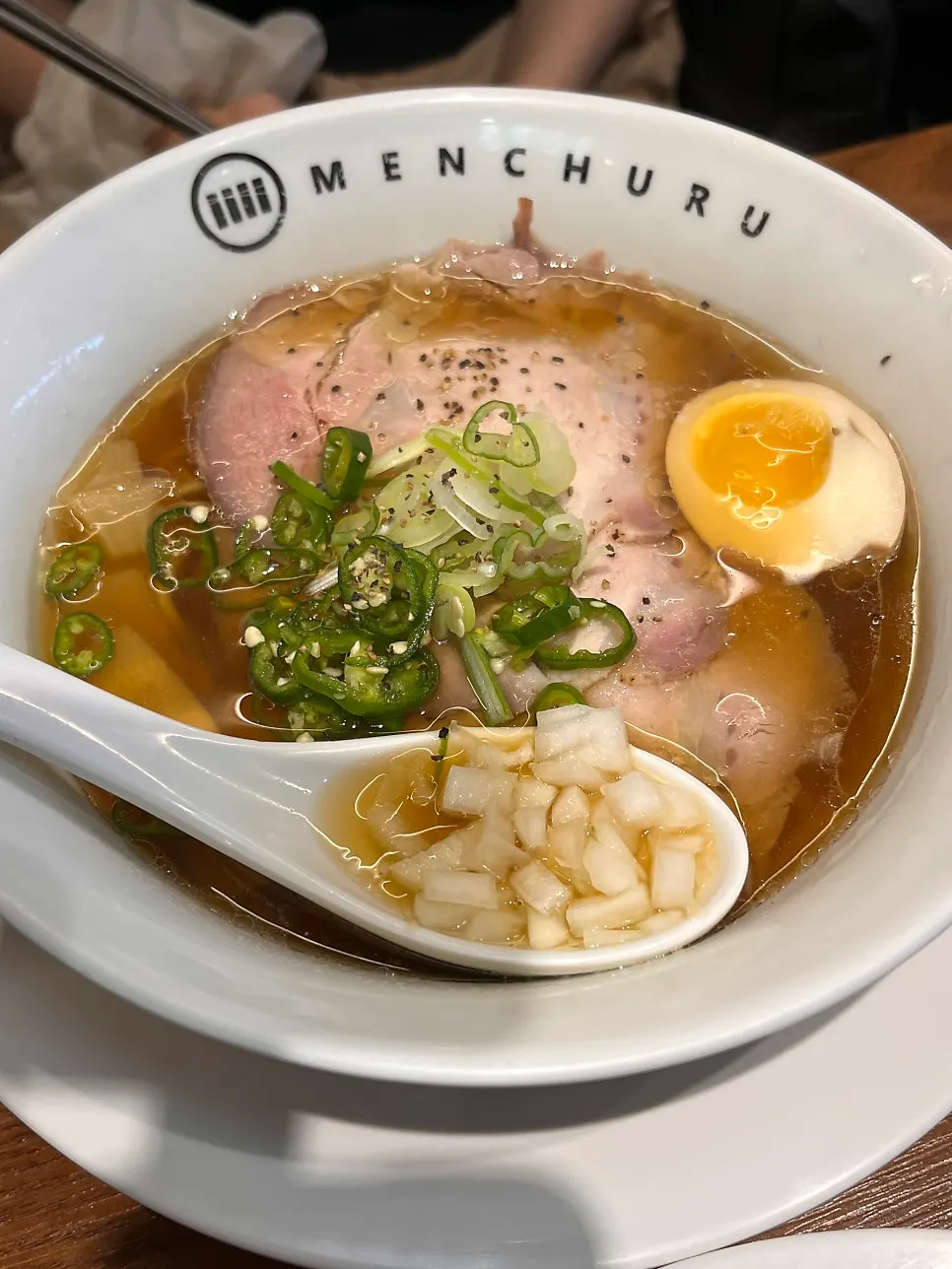 Shoyu ramen topped with chashu