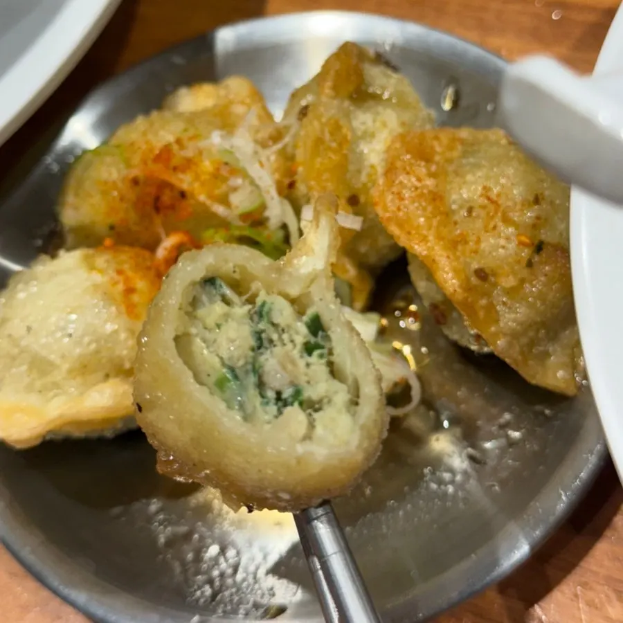 Cross-section of crisply fried gyoza