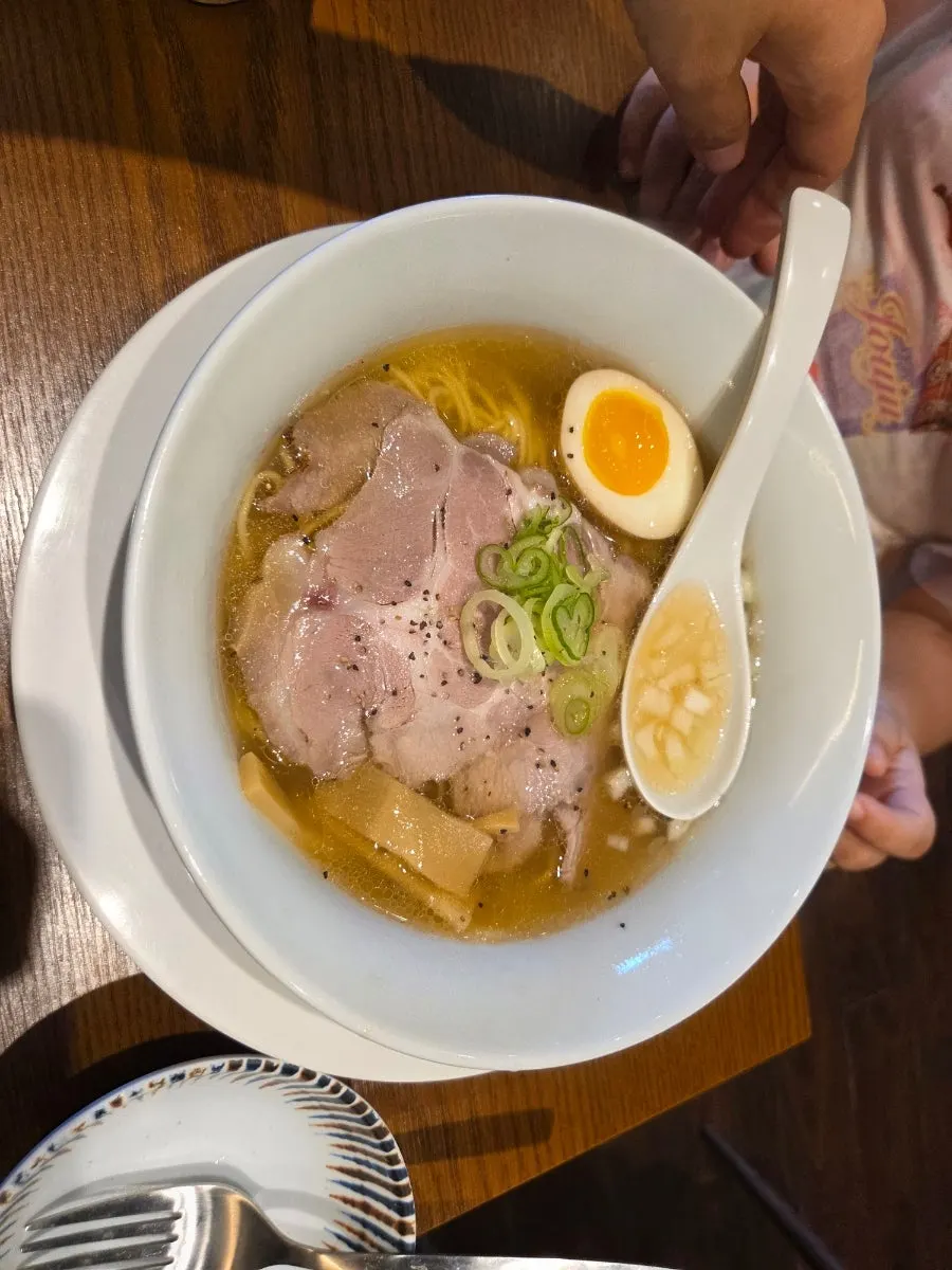 A bowl of soy sauce-based shoyu ramen