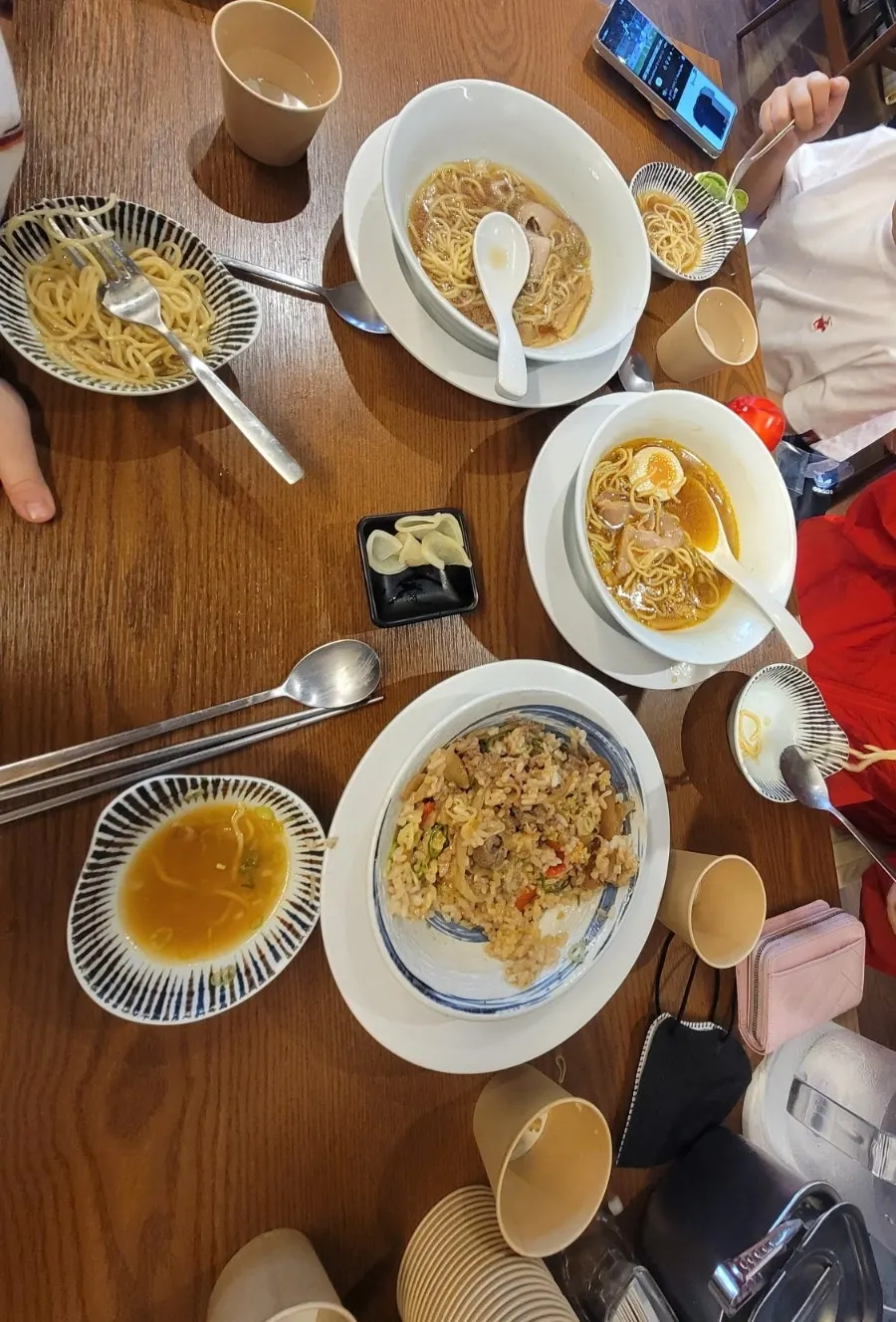 Noodles lifted from the shoyu ramen
