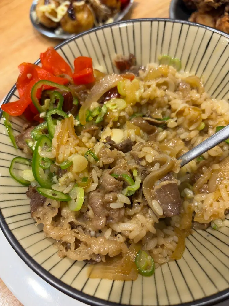 Close-up of gyudon