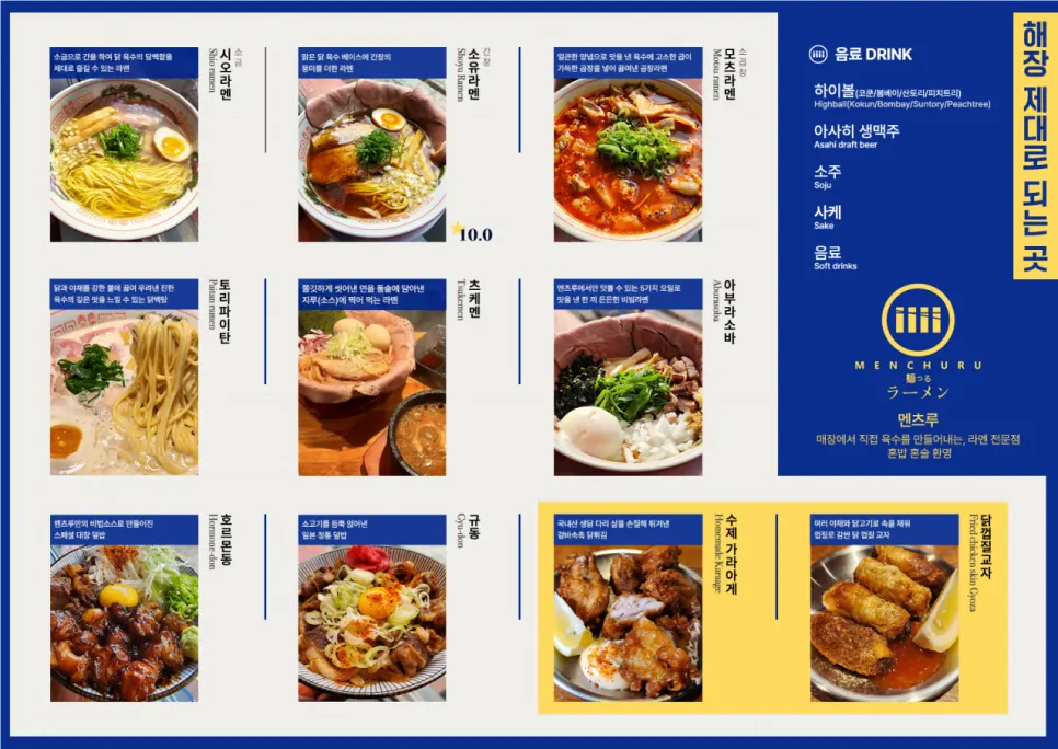 Ramen menu listed on the kiosk