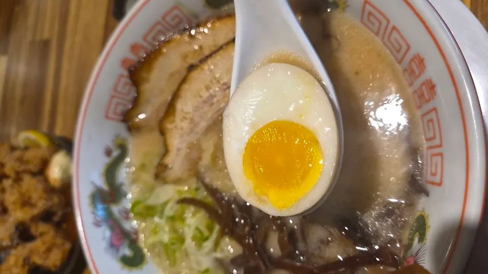 Mazesoba piled high with toppings