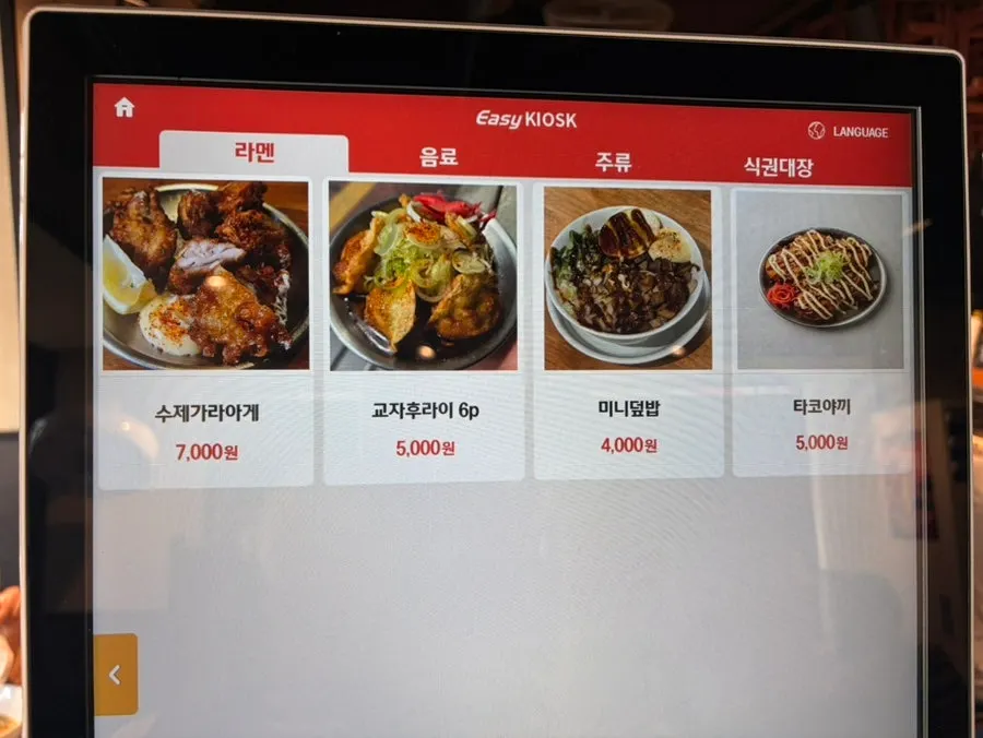 Ramen menu board at Mentsuru City Hall Branch