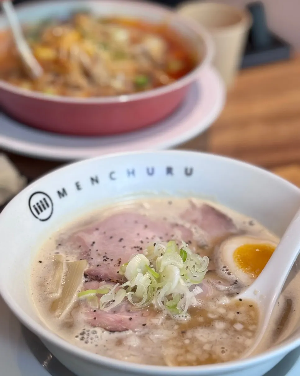 Vertical shot of the tori paitan ramen