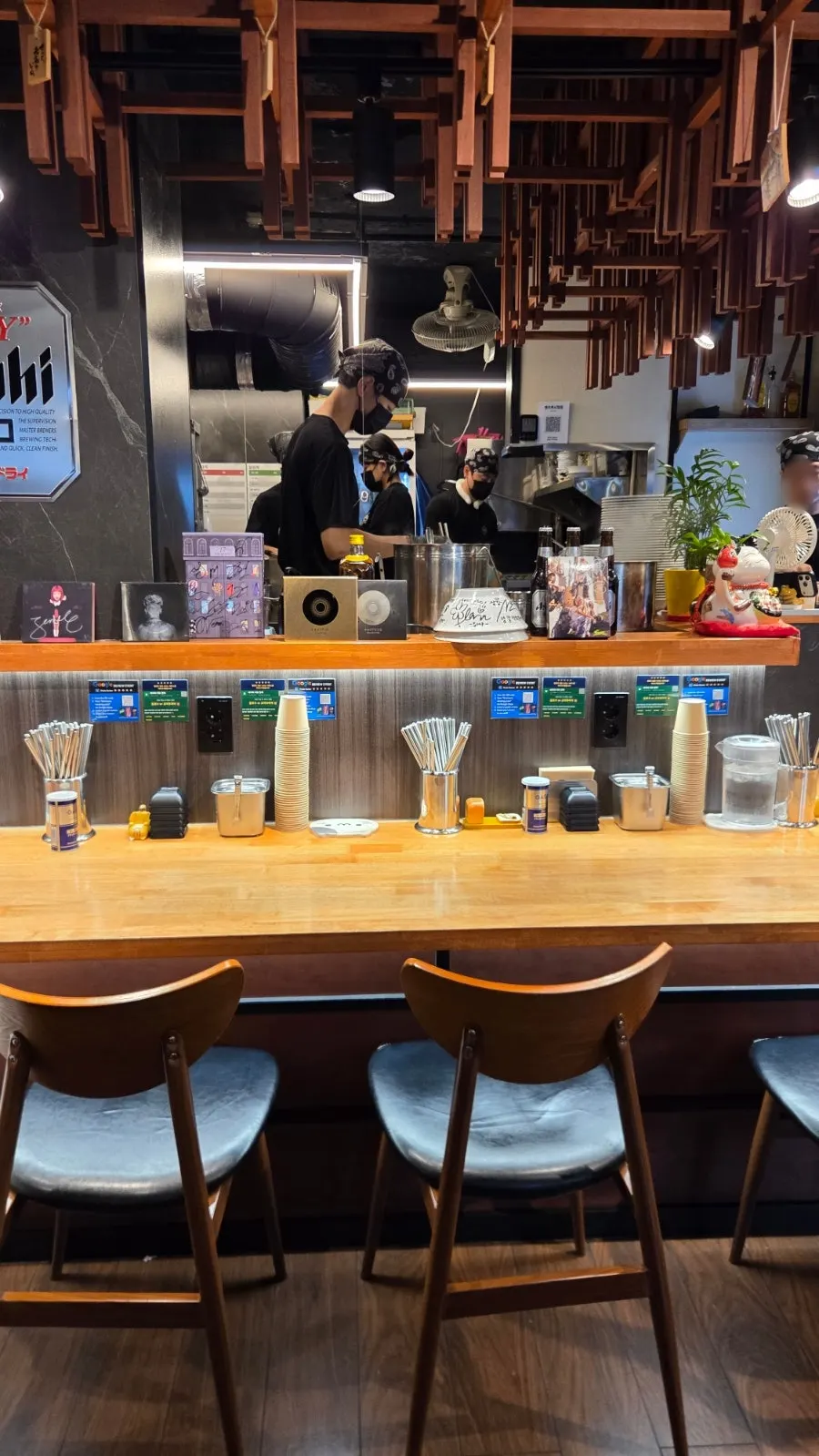 A ramen bowl emptied down to the broth