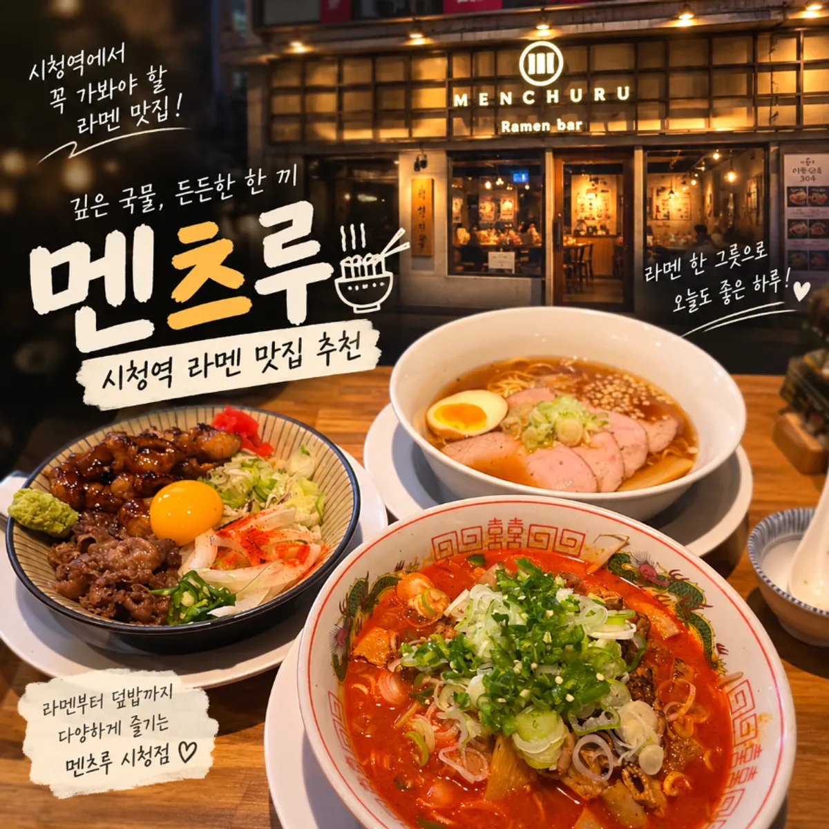 Exterior of Mentsuru City Hall Branch ramen restaurant