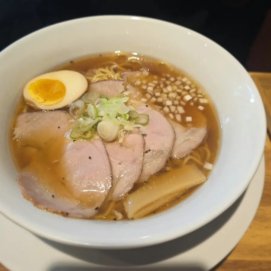 A bowl of soy sauce ramen