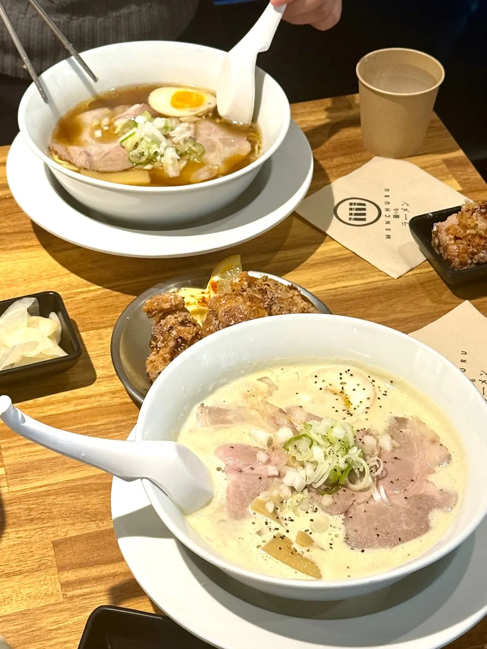 Vertical photo of a bowl of ramen at Mentsuru City Hall Branch