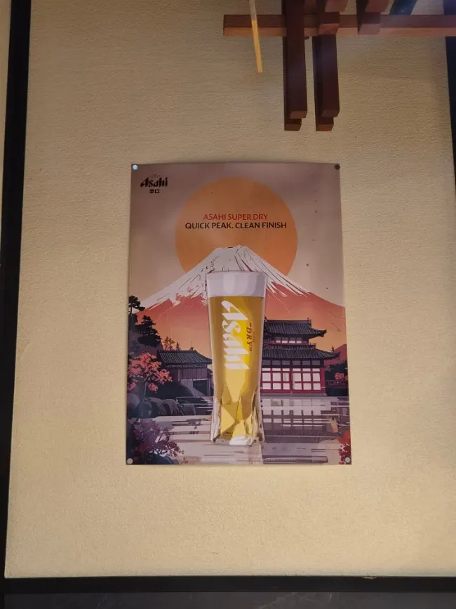 Beer menu sign posted in the restaurant