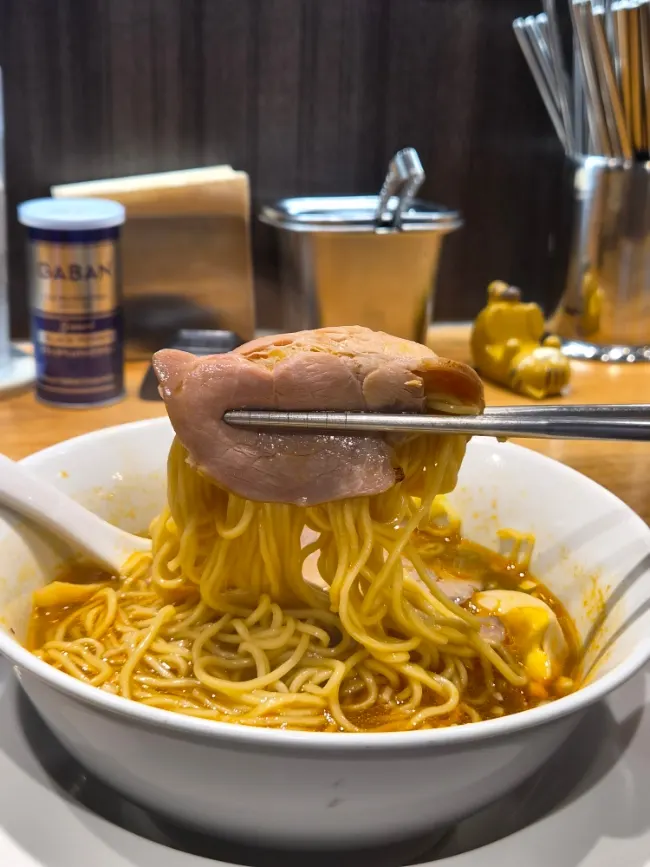 Noodles topped with thick chashu