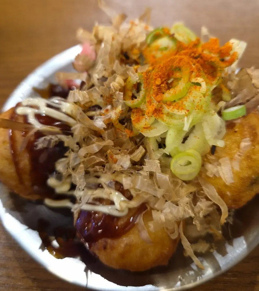 Mentsuru's takoyaki packed with thick octopus pieces
