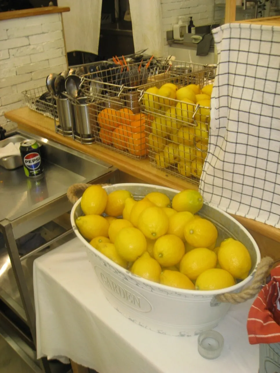 Basket holding lemons as a prop