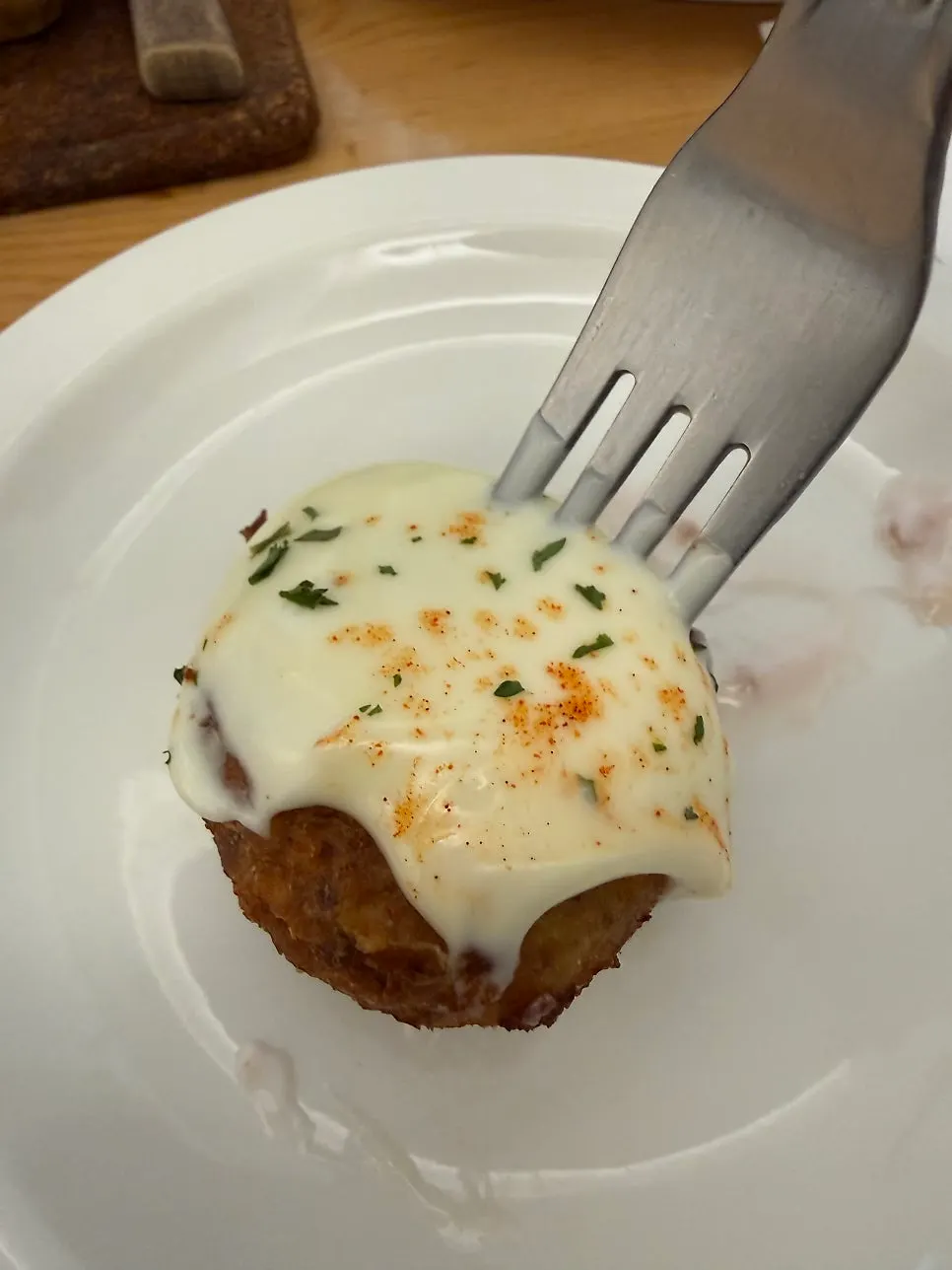 Baby potato fries coated in truffle cream sauce
