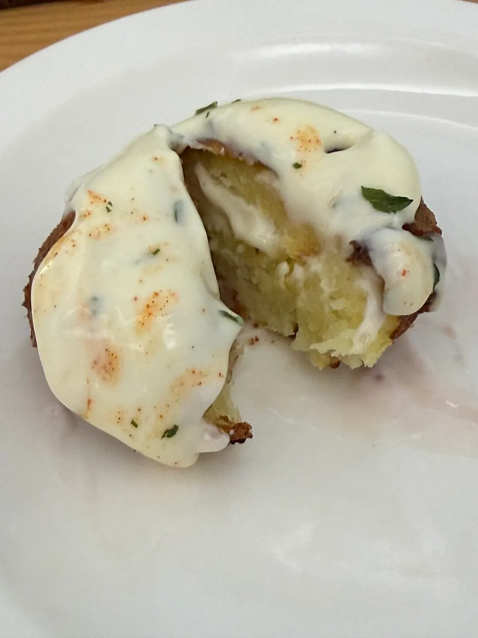 Cross-section of the crispy truffle baby potato fries
