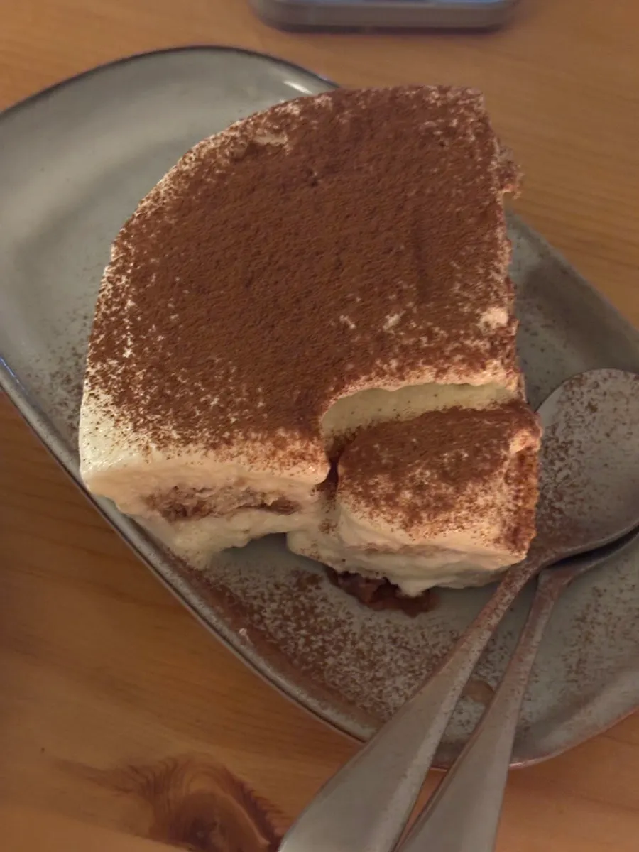 Chestnut tiramisu given on the house
