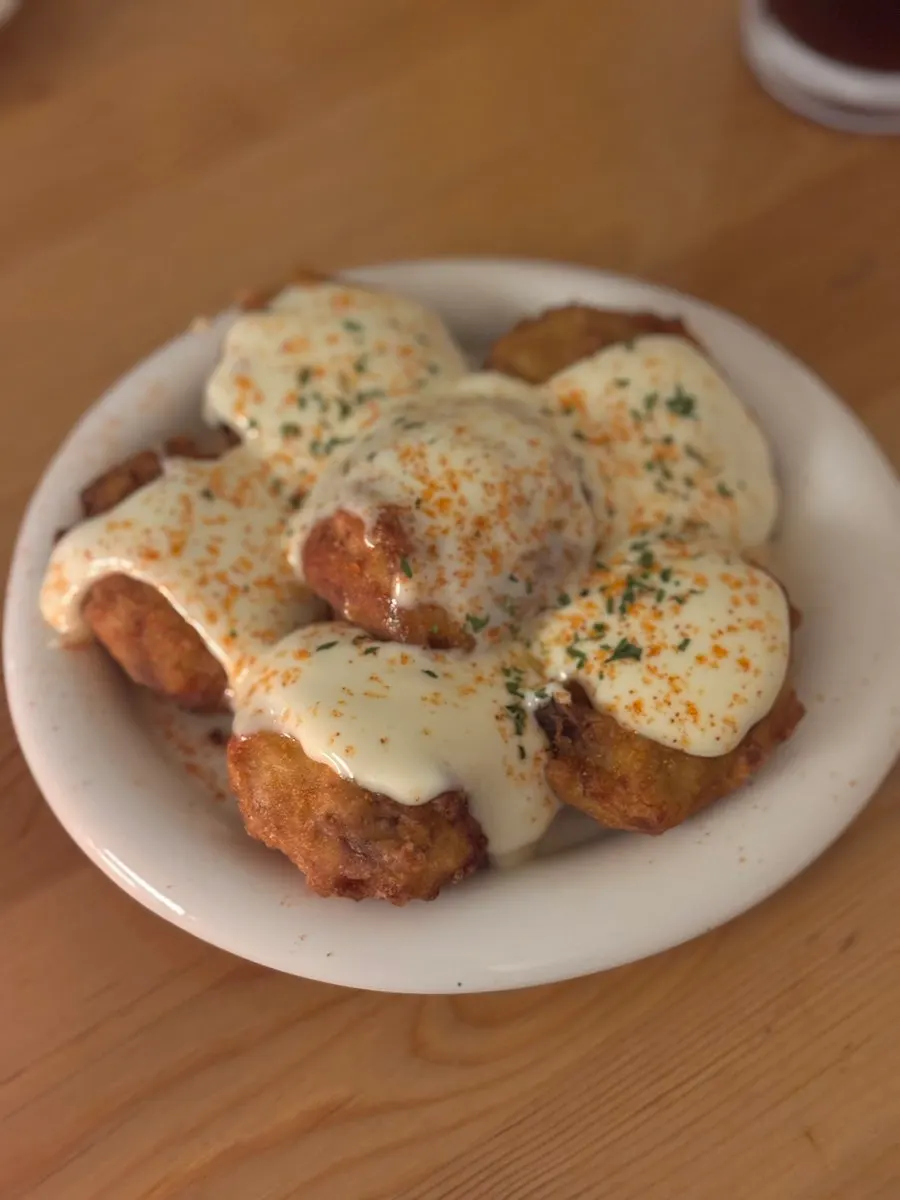 Truffle baby potato fritters with mayo sauce