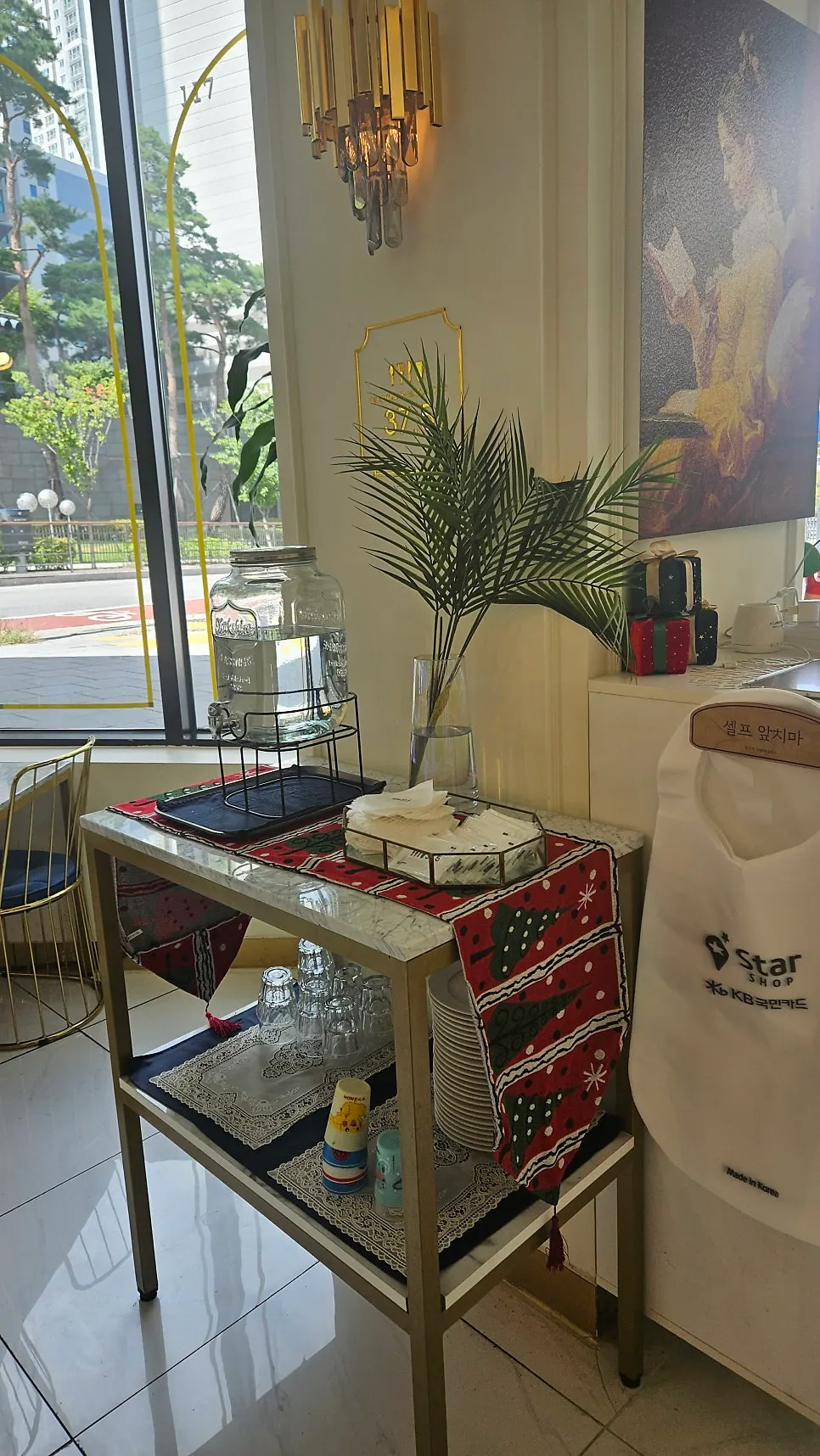 Neatly set brunch restaurant table