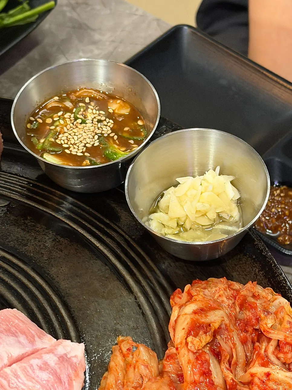 Pork belly dipped in myeoljeot sauce