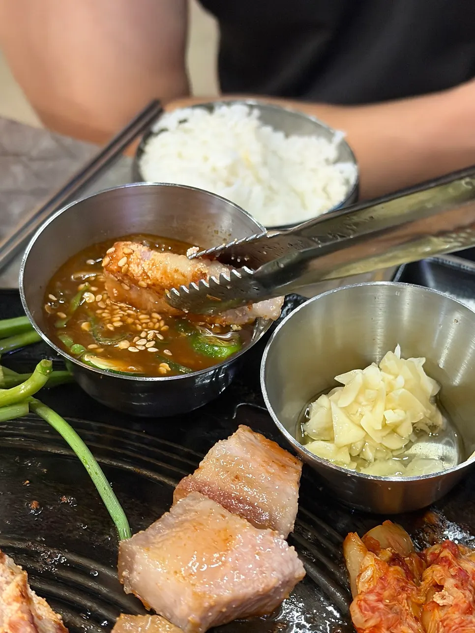 Meat dipped in spicy sauce and breadcrumbs
