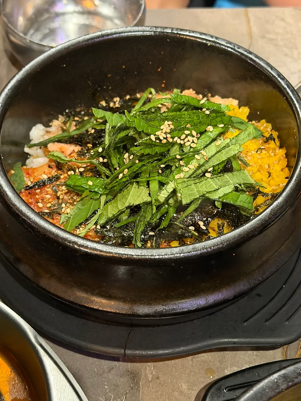 Pollack roe rice bowl topped with flying fish roe and seaweed flakes