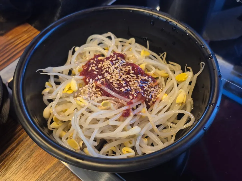 Two sauces — spicy sauce and soy sauce