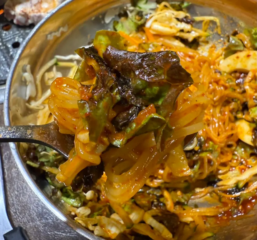 Close-up of the chewy noodle strands