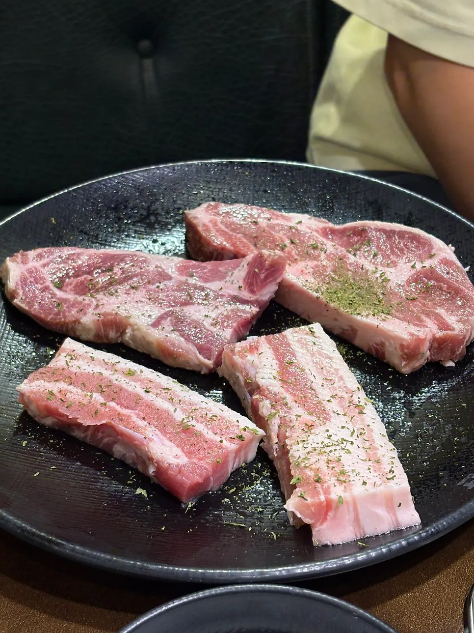 Fresh samgyeopsal on the grill