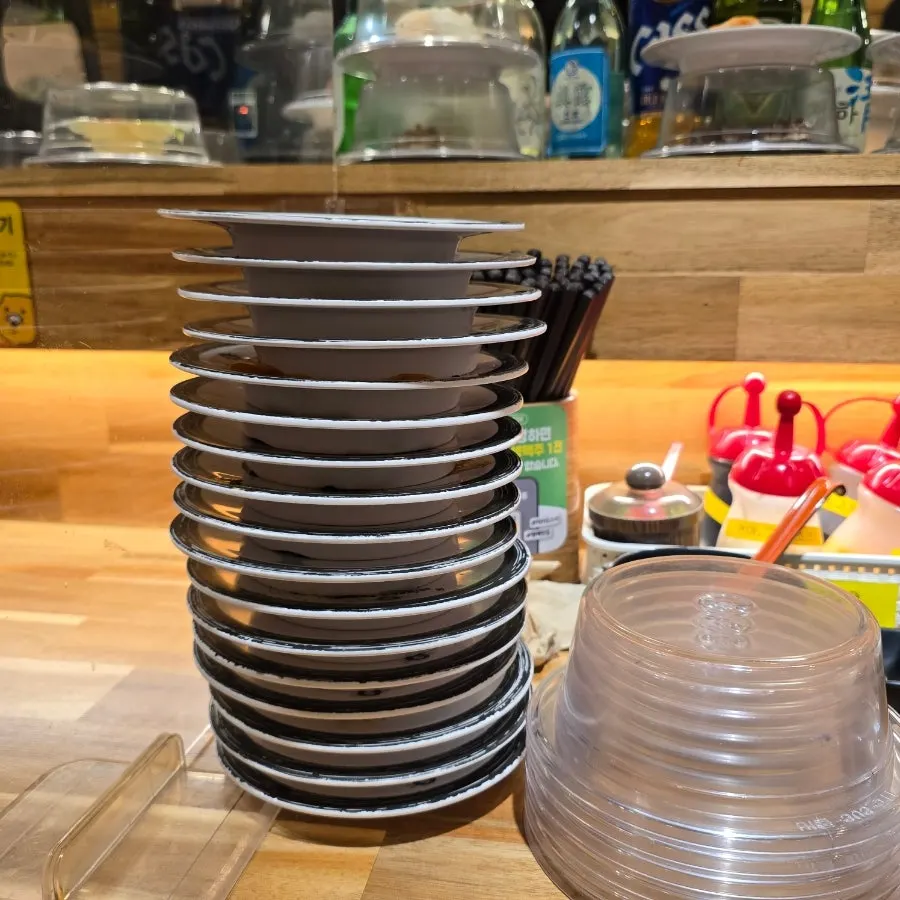 Stack of 17 plates finished by one person