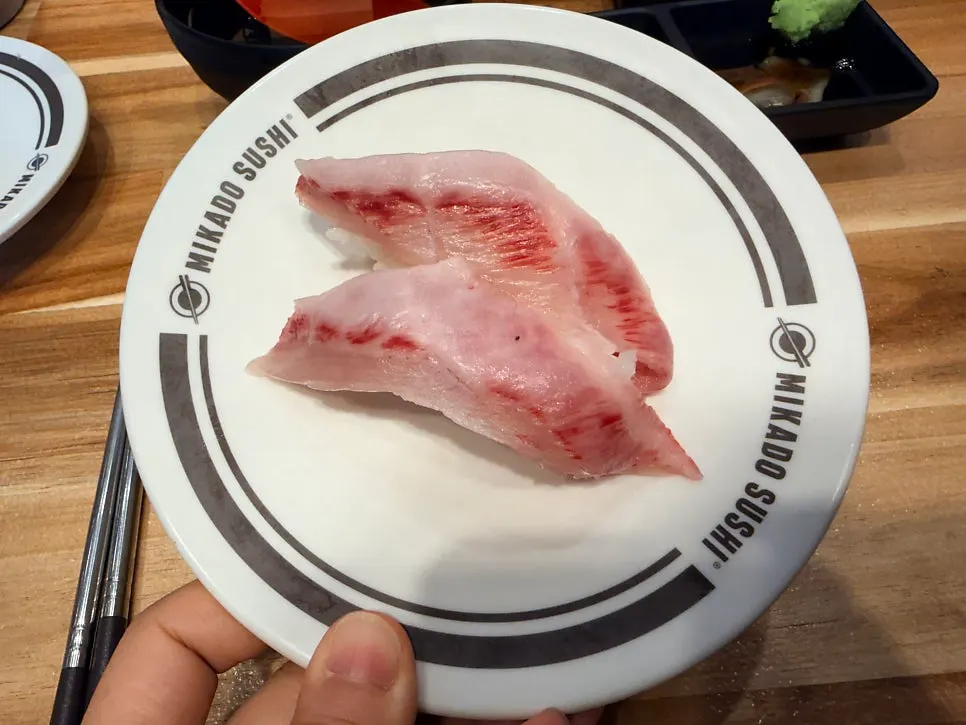 A plate of tilapia sushi