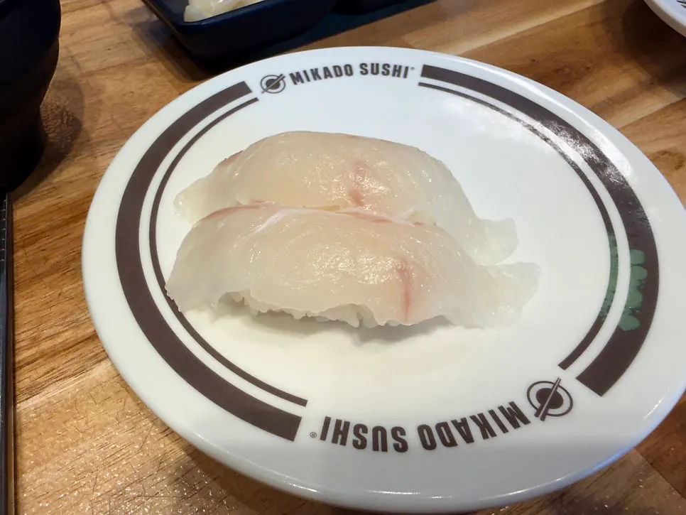A plate of flatfish sushi