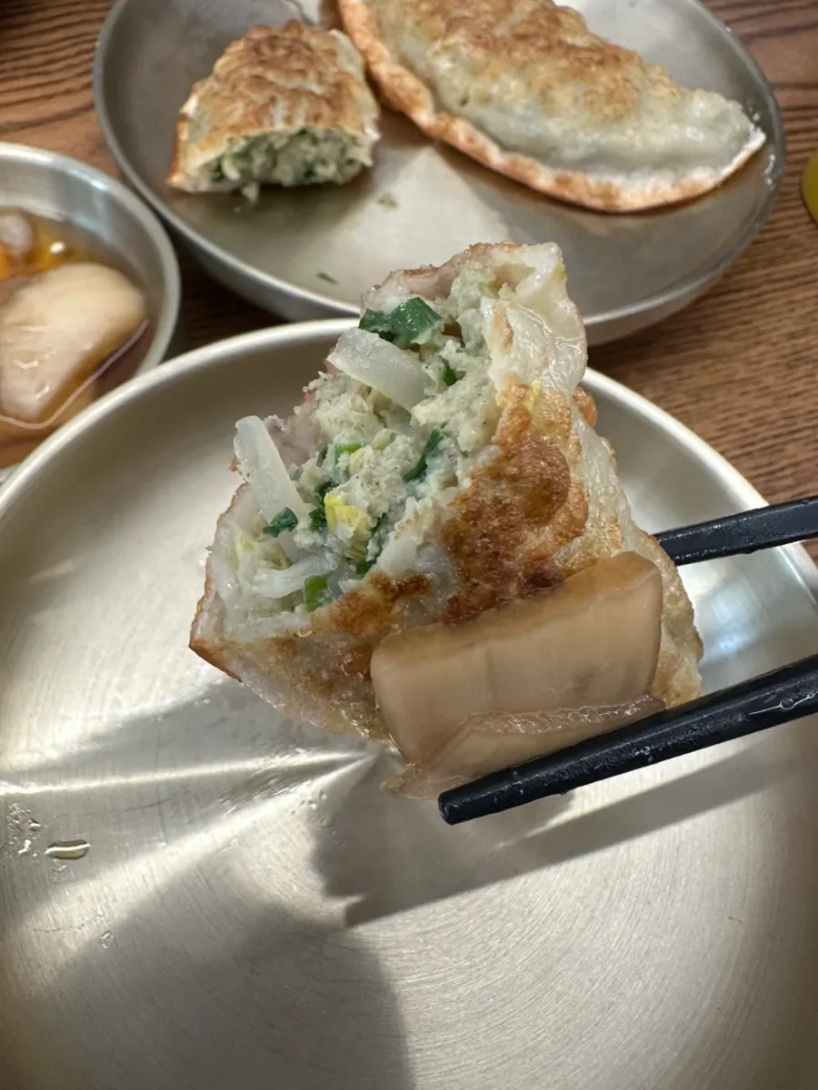 Crispy fried dumplings served with onion soy sauce