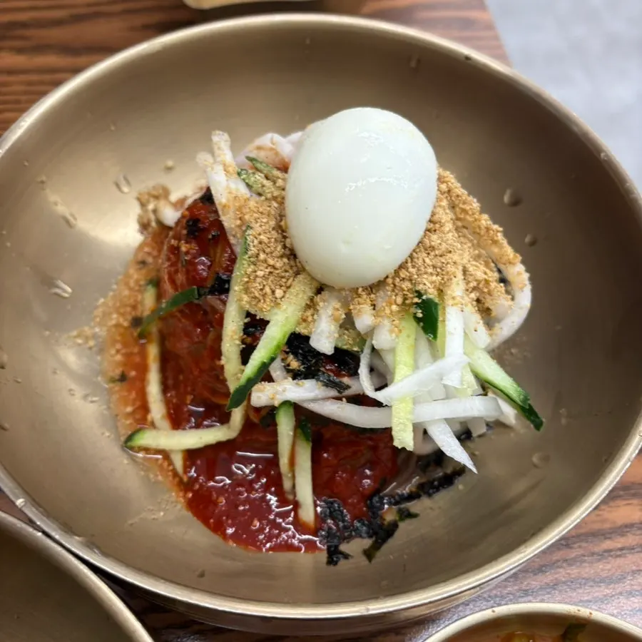 Bibim makguksu with the special aged sauce