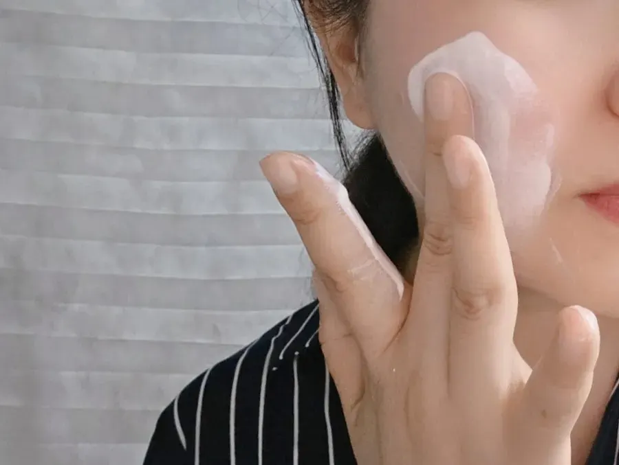 Sunscreen applied on the face