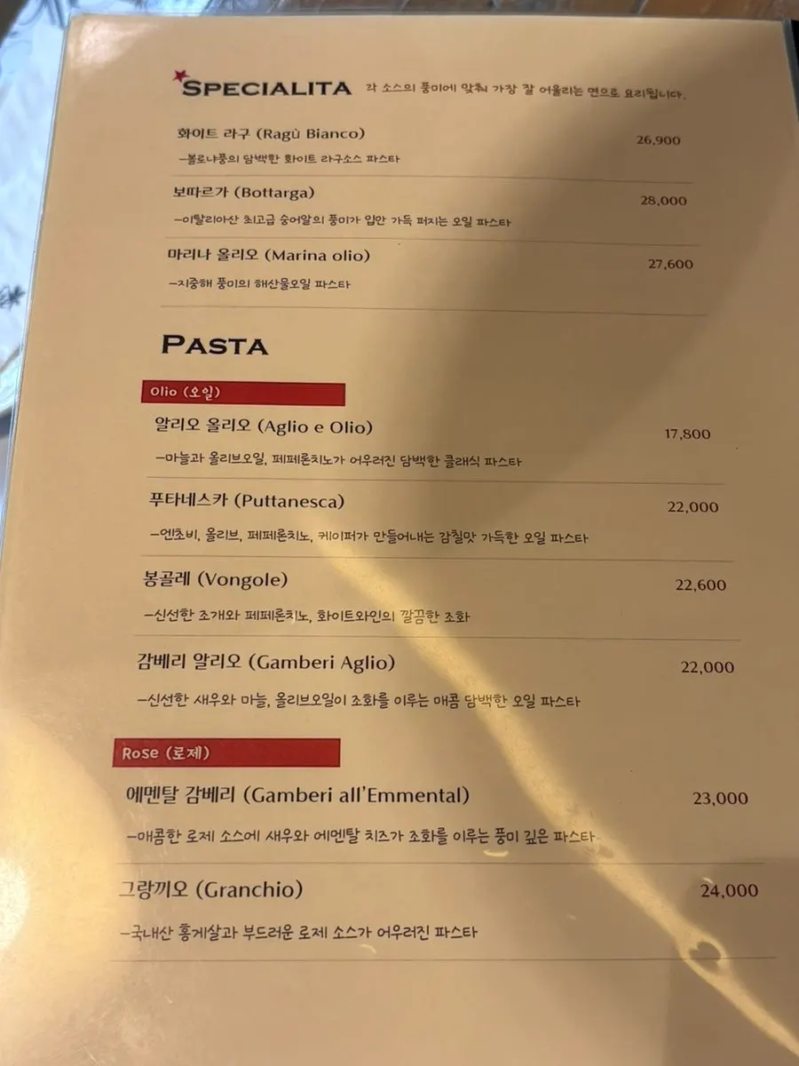 Detail page of Millepollie's menu