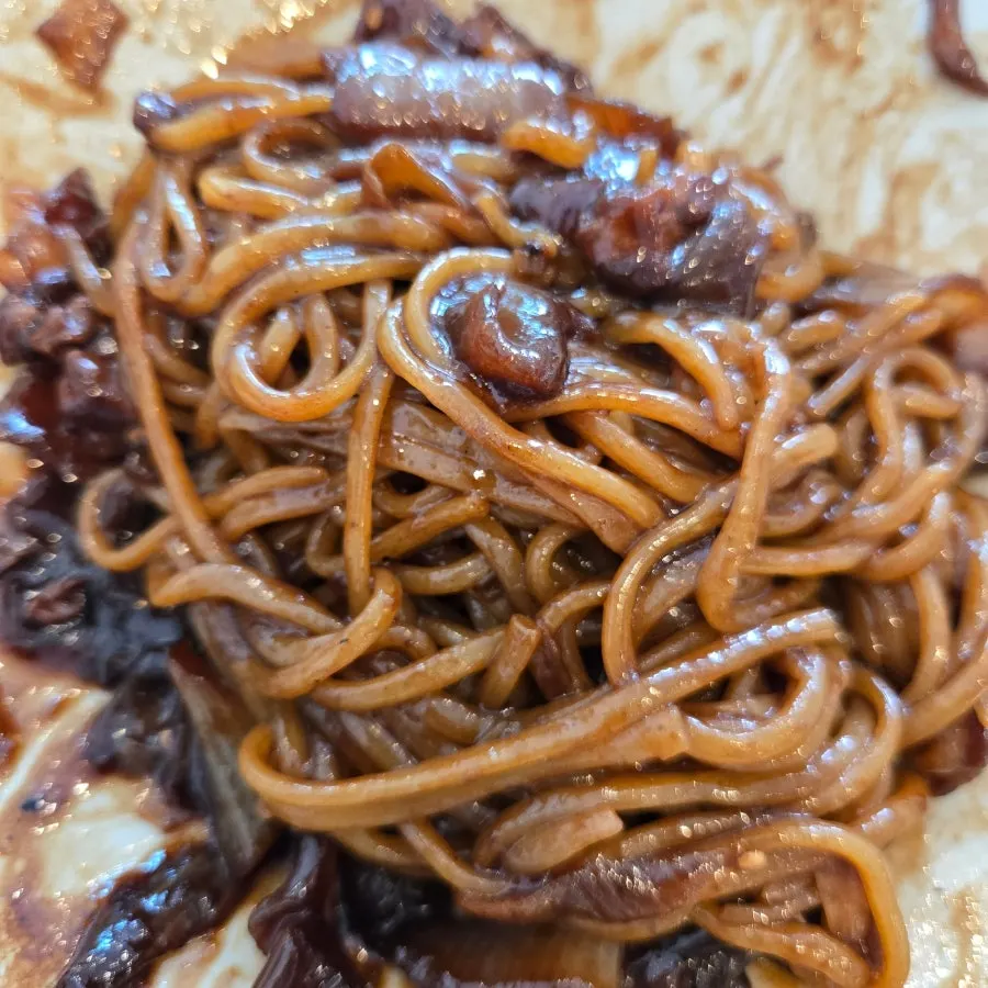 A bowl of jjajangmyeon at Mimi China