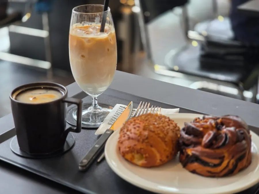 Relaxed weekend café table scene