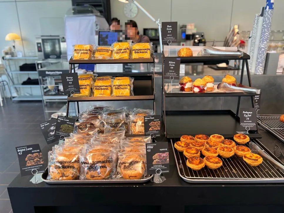 Bakery display case in front of the counter