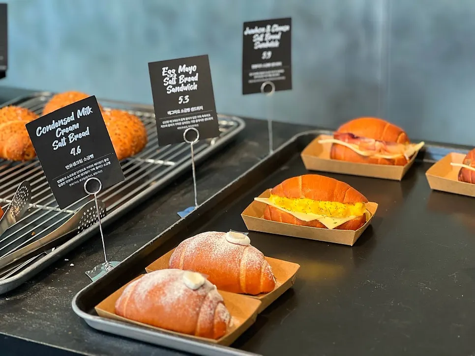 Variety of baked goods in the showcase