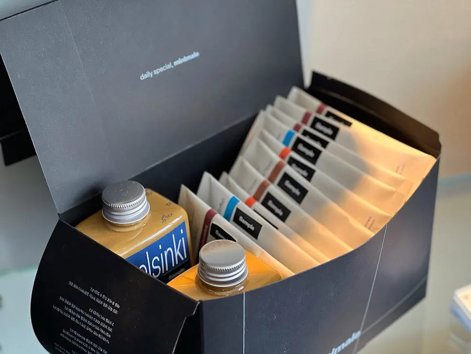 Display of cold brew and drip bag products