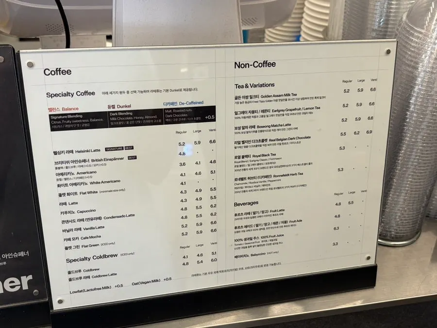 Mini Male menu board with three bean options to choose from