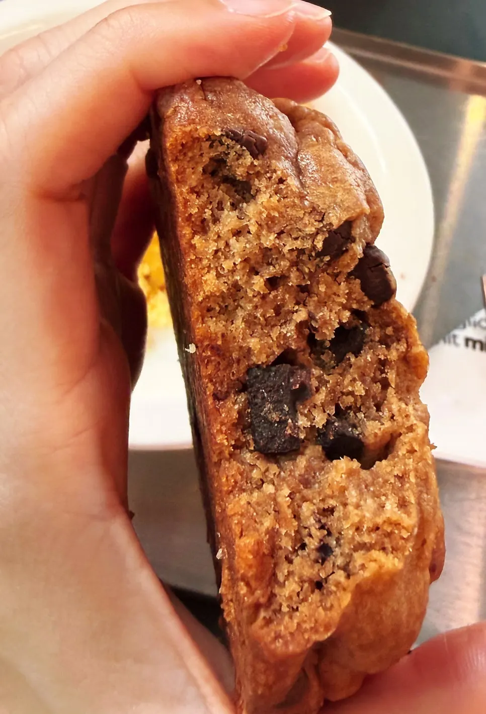 Cross-section of the thick, moist Levain cookie