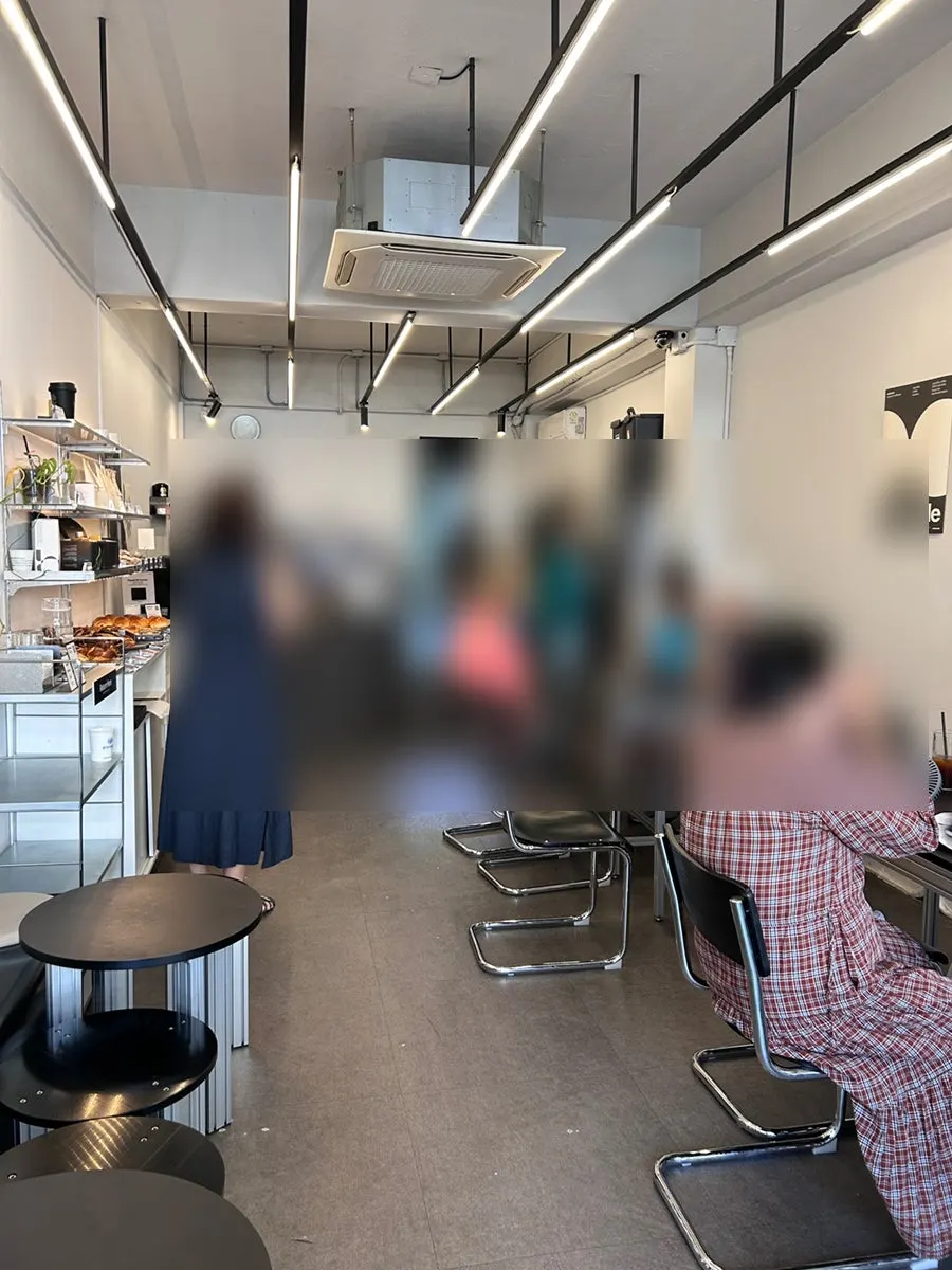 Vertical photo of the busy morning interior