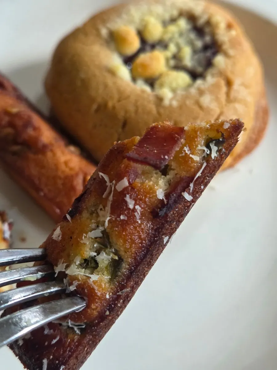 Cross-section of the sweet and spicy bacon jalapeño financier