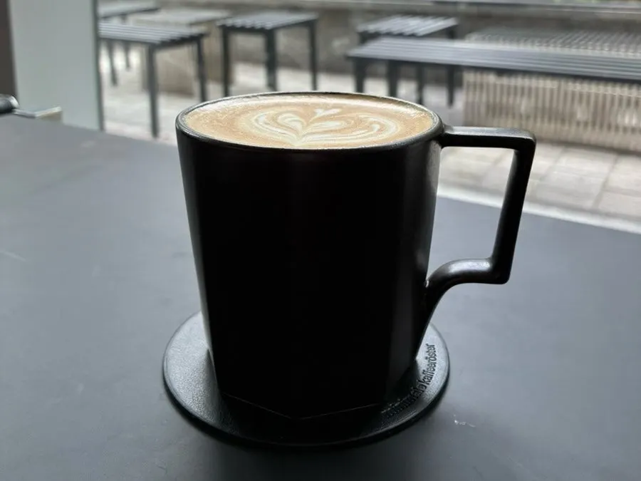Close-up of the nutty Helsinki Latte cup