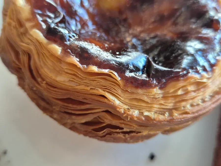 Cross-section of babka showing its flaky layers