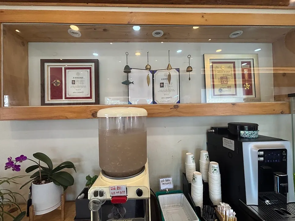 Dessert corner with coffee and sikhye