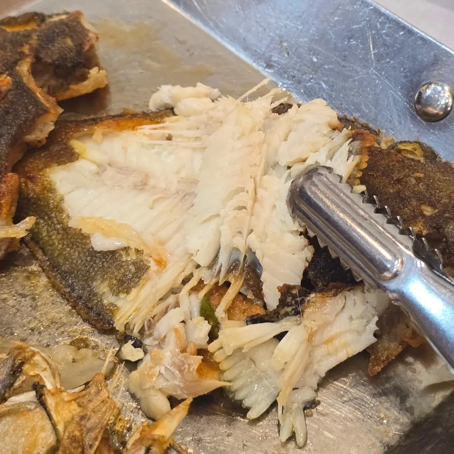 Grilled flounder served plain, without sauce