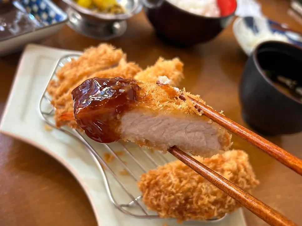 Cross-section of thick Korean pork katsu